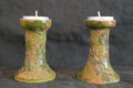 Green Leaf-Motif Candlesticks