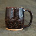 Black Mandala-Inspired Carved Mug
