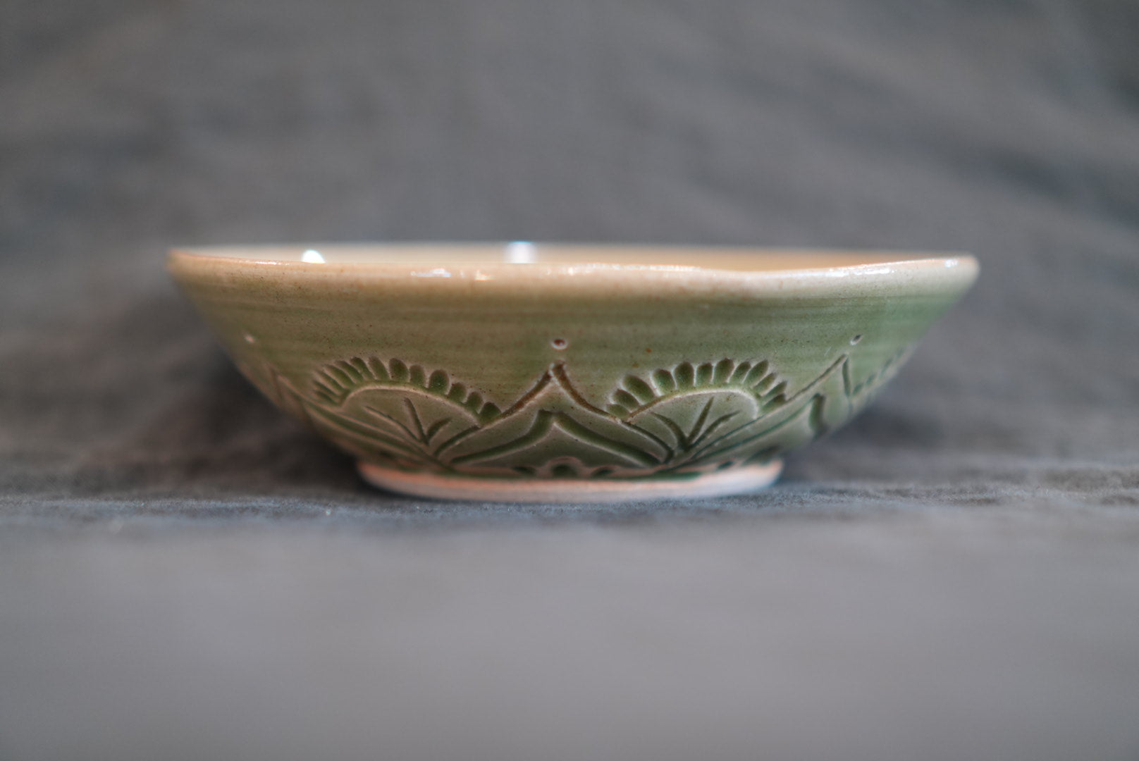 Green Mandala-Inspired Carved Small Bowl