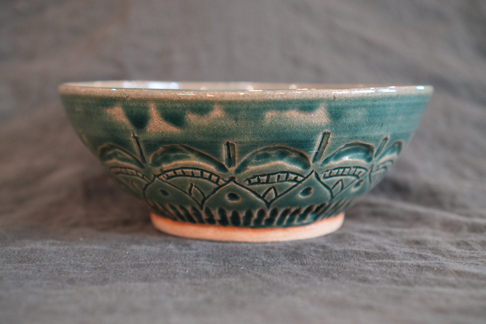 Blue Mandala-Inspired Carved Large Bowl