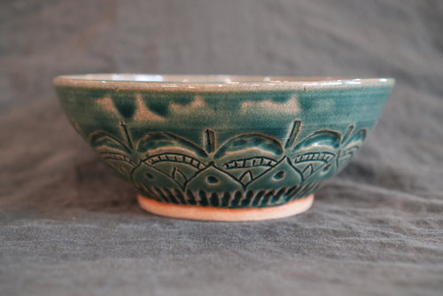 Blue Mandala-Inspired Carved Large Bowl