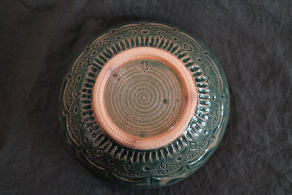 Blue Mandala-Inspired Carved Large Bowl