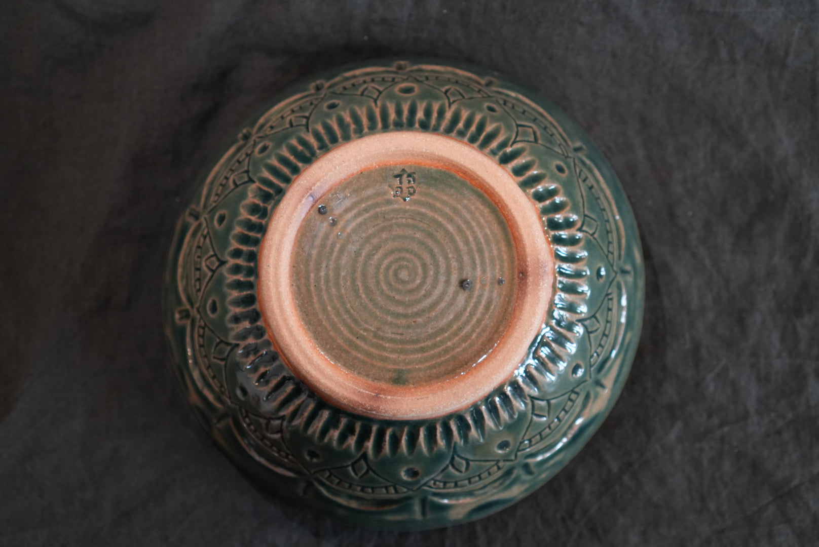 Blue Mandala-Inspired Carved Large Bowl