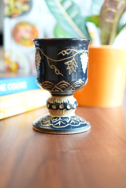 Black Carved Kiddish Cup