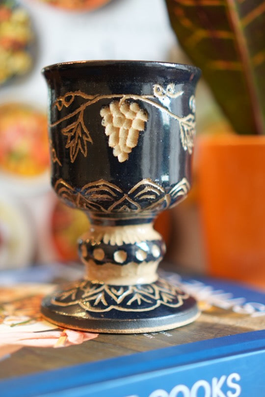 Black Carved Kiddish Cup